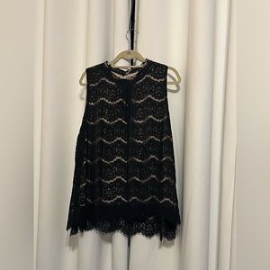 3X black lace nude look sleeveless tank